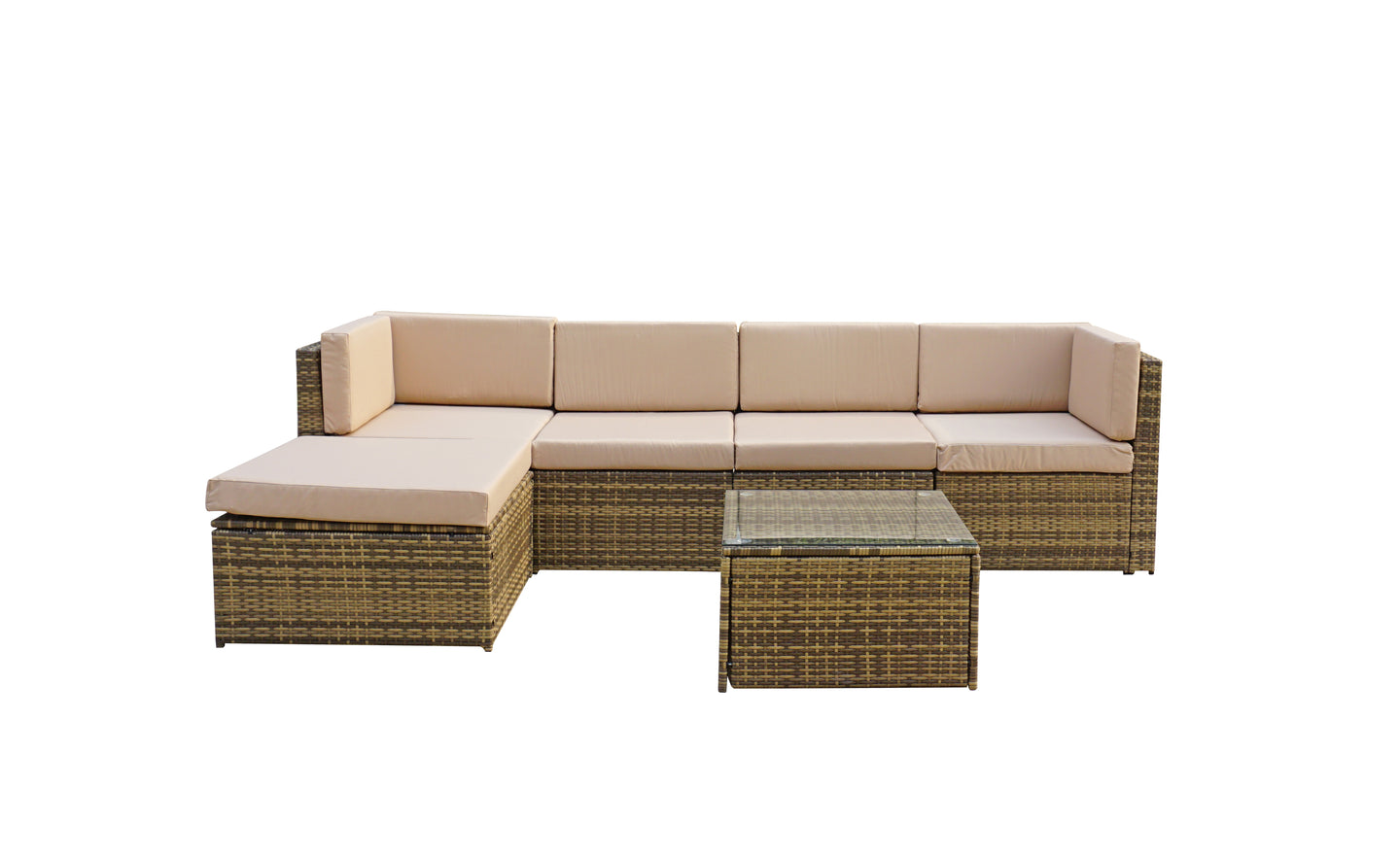 Signature Weave - Outdoor Furniture - Stella - Modular Corner Sofa In Flat Natural Brown Weave