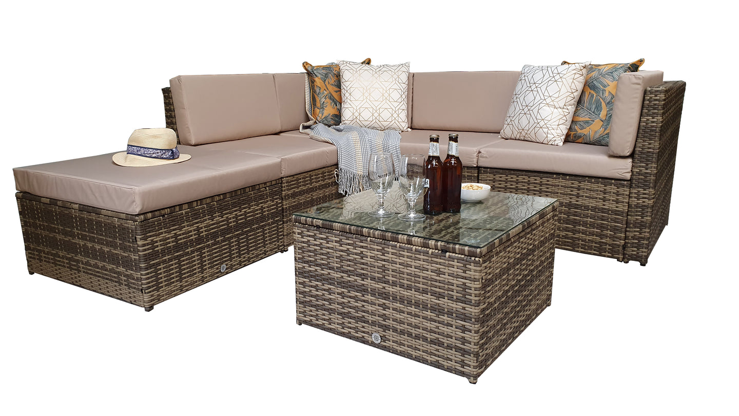 Signature Weave - Outdoor Furniture - Stella - Modular Corner Sofa In Flat Natural Brown Weave